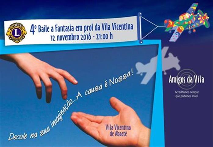  4º BAILE A FANTASIA EM PROL DA VILA VICENTINA DE ABAETÉ – DIA 12 DE NOVEMBRO DE 2016